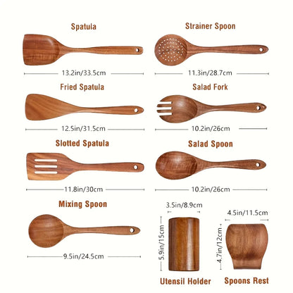 Teak Kitchen Utensils Set